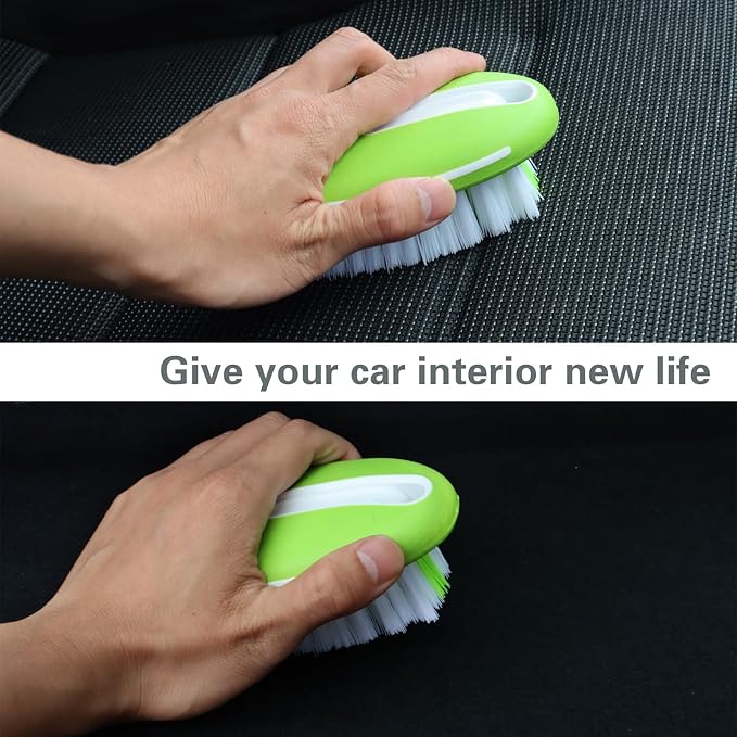 Carpet and Interior Cleaning Brushes, car wash Brush, Carpet Washing Brushes, Hard Bristle Detail Brushes, car and Home Interior Leather Brushes (Green)