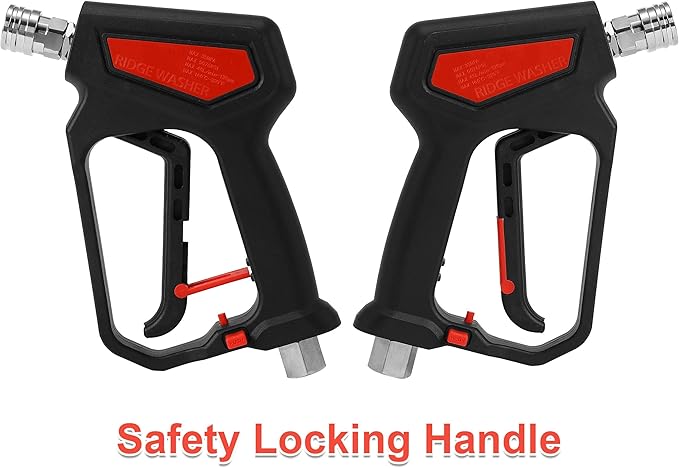 RIDGE WASHER Pressure Washer Gun 5000 PSI, 12 GPM, High Pressure Spray Gun with 1/4" Quick Connector, 3/8'' Quick Connect, M22-14 mm and M22-15 mm Fitting