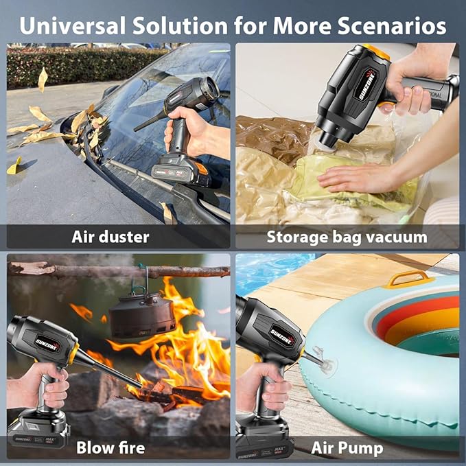 sunzone Handheld Car Vacuum Cleaner, Cordless Vacuum Cleaner with 20KPa Powerful Suction and Blower, Portable Hand Held Vacuum with Multi-Nozzles for Car, Home, Office, Pet (Black)