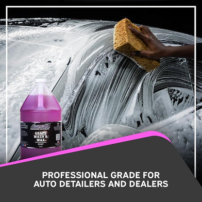 Lanes Car Wash and Wax - Car Wash and Wax in One, Grape Scented Car Wash, Safe for All Surfaces, Concentrated Soap Wax Formula (1 Gallon)