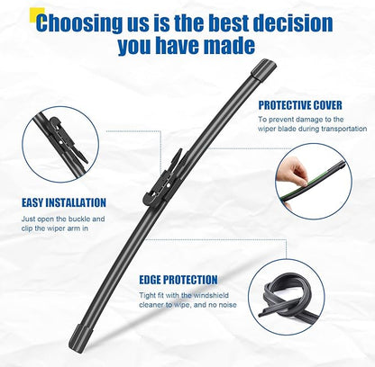 HRSNO® 28"+28" Windshield Wipers With 11" Rear Wiper Blade Sets Automotive Replacement for 2013-2019 Ford Escape Wiper Blades For My Car (Pack of 3)