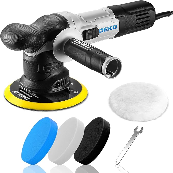 Car Buffer Polisher: DEKOPRO 6 Inch Dual Action Orbital Buffer Polisher, 6 Variable Speed 1800-5500 RPM Random Polisher Kit with 4 Buffing Pads for Car Detailing Polishing Waxing(Gray)