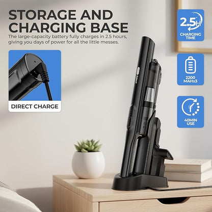 Apical Life Cordless Handheld Vacuum Cleaner, 13000Pa Strong Suction, Mini Vacuum with Charging Dock, 40 Mins Runtime, LED Light, HEPA Filter, One-Click Empty for Car Detailing and Home