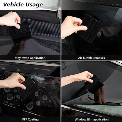 NEWISHTOOL 100 PCS Felt Squeegee for Vinyl - Flexible Plastic Squeegee with Fabric Felt for Vinyl Wrap Application, Bubble Removal, Sign Making, Graphic Decal Installing & Car Wrapping Scraper Tool