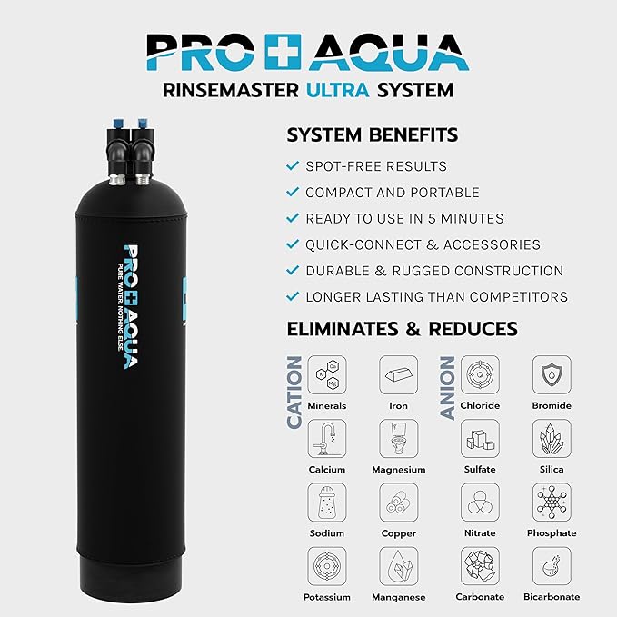 PRO+AQUA Ultra | Spotless 7,200 Gallon Deionizer Spot-Free System for Car & RV Wash, Auto Detailing, High Capacity Spotless Rinse for All Vehicles, Trailers, Motorcycles, Boats