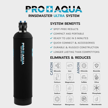 PRO+AQUA Ultra | Spotless 7,200 Gallon Deionizer Spot-Free System for Car & RV Wash, Auto Detailing, High Capacity Spotless Rinse for All Vehicles, Trailers, Motorcycles, Boats
