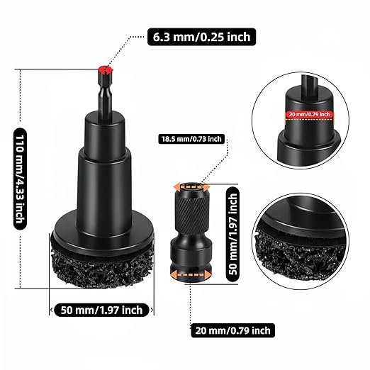Wheel Hub Resurfacing Kit with 10 Grinding Pads, 1 Car Wash Mitt & 2 Polishing Sponges for Automotive Maintenance, Quick Rust Removal for Lug Studs and Rotors, Fits 1/2” Wrenches or Electric Drill