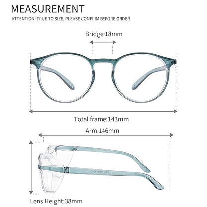 Alsenor Safety Glasses Anti Fog Goggles Protective Eyewear Blue Light Blocking Anti Dust UV Protection Glasses For Men Women (Round-NewBlue)