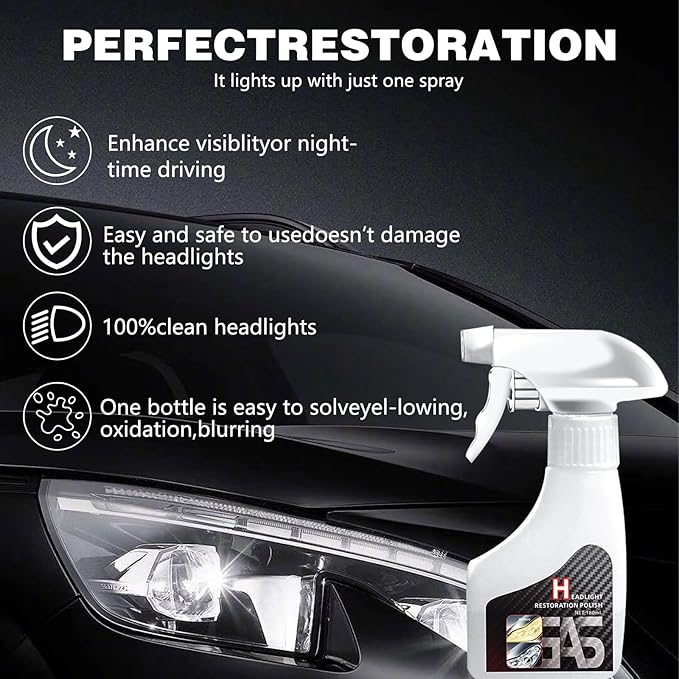 Nmoiat Headlight Restoration Kit, Automotive Headlight Cleaner Polishing Kits, Headlamp Repair Polisher Cleaning Kits Ceramic Coating Spray Head Light Restoring Kit for All Vehicle Types