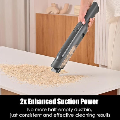 PROMOMO Handheld Vacuum Cordless, Super Lightweight 1.4lb with Powerful Suction, Charging Dock, Single Touch Empty and Detachable Dust Cup, Portable Mini Car Vac for Home Pet Car (Steel Gray)