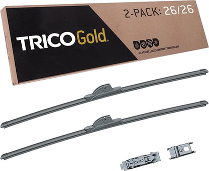 TRICO Gold 26" + 26" Premium Automotive Replacement Windshield Wiper Blades (Set of 2), Passenger and Driver Side All-Weather Beam Wiper Blades for Select Vehicle Models