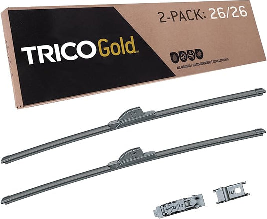 TRICO Gold 26" + 26" Premium Automotive Replacement Windshield Wiper Blades (Set of 2), Passenger and Driver Side All-Weather Beam Wiper Blades for Select Vehicle Models