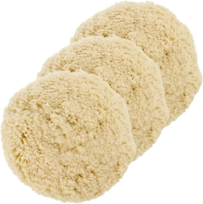 Wool Polishing Pads, SPTA 6"(150mm) 100% Natural Wool Buffing Pad with Hook & Loop Backing 4pcs Set Come with 5/8-11 Thread Backing Plate for Car Polishing, Buffing and Cutting
