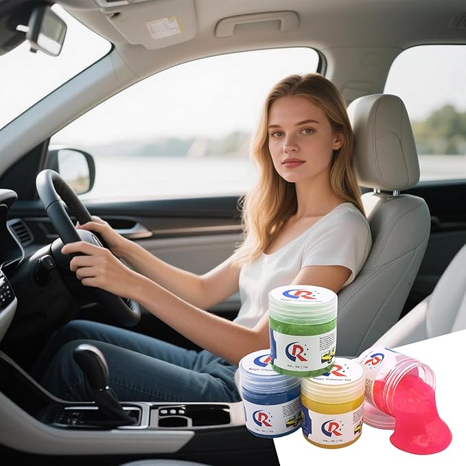 CR CHRWLIN 2-Pack Car Cleaning Gels Car Interior Cleaner Putty Slime Auto Detailing Tools Universal Dust Removal Cleaning Kit for Car Accessories Vents 3C Office Scented Yellow