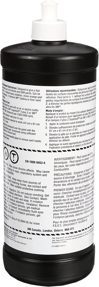 3M Super Duty Rubbing Compound, 05954, 1 qt (32 fl oz/946 mL), Contains No Waxes or Silicones