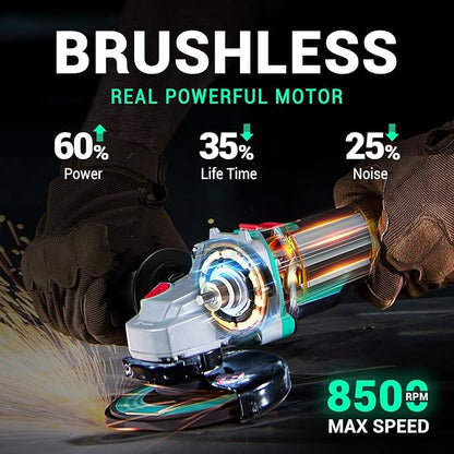 DCA Cordless Angle Grinder 20V 4-1/2 inch, 8500RPM Brushless Motor, Power Angle Grinder (Only Tool)