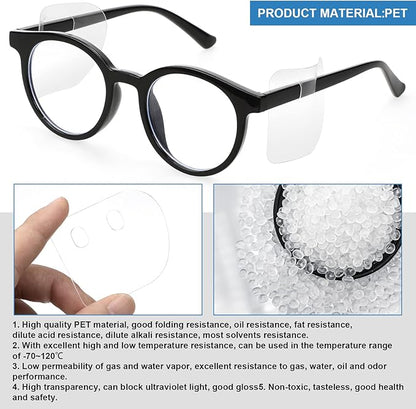 Oudain Clear Glasses Safety Side Shields Plastic Protector Shield for Glasses Slip on Side Guards Fit Most Frames