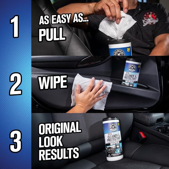 Chemical Guys Canister Wipes - Total Interior Cleaner & Protectant, Great for Cars, Trucks, SUVs, RVs, & More (60 Ct)