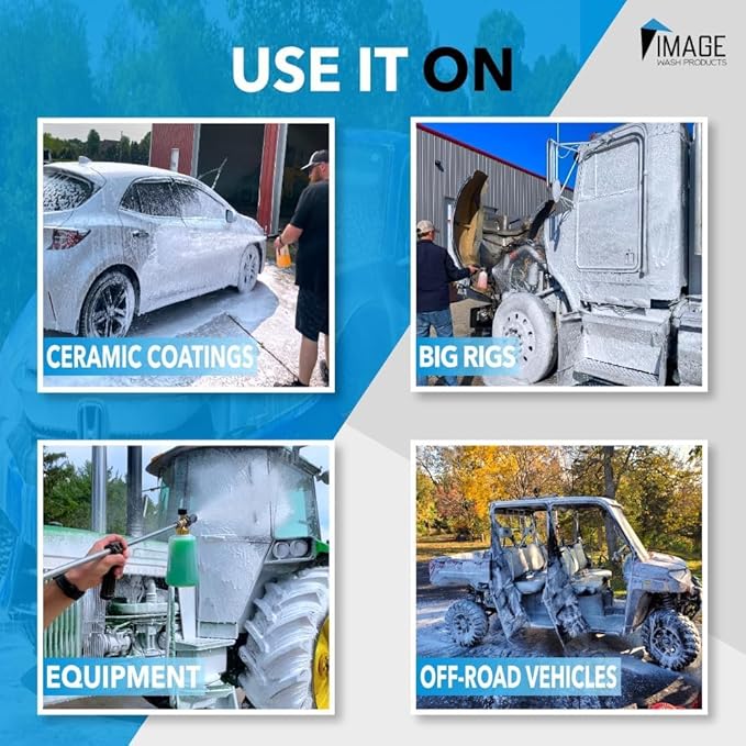 Image Wash Products® Touchless Car Wash Soap Kit | Foam Cannon & Pressure Washer Soap | No Scrub Truck & RV Wash | Heavy Duty Car Soap | Step 1 & 2 Touchless Wash System (128 Fl Oz With Foam Cannon)