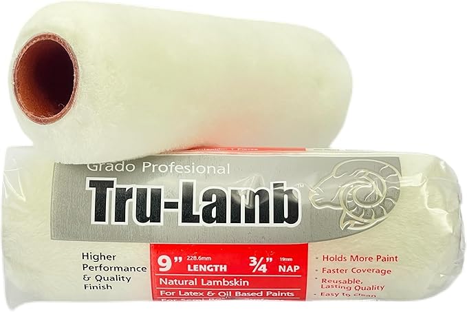 Tru-Lamb - 100% Natural Lambskin Professional Paint Roller (9 x 1-1/4" - 1 Pack)