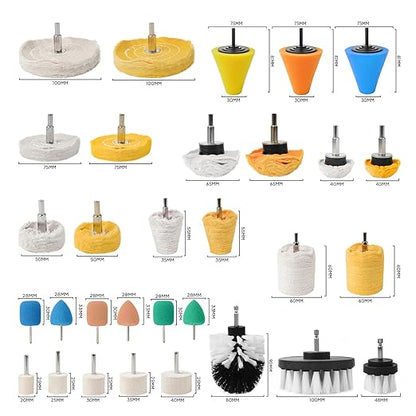 Unicaravan Aluminum Wheel Polishing Kit for Drill Buffing Wheel for Car Motorcycle Wheel Rim Manifold Polishing for Stainless Steel Chrome Wood Plastic Ceramic Glass Woods Machine Jewelry etc 31PCS