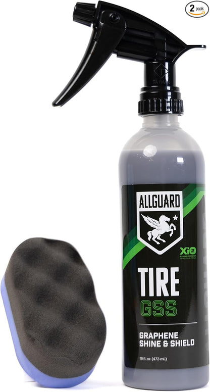 Tire GSS – XiO2™ Tire Shine Spray with Graphene Forms Tri-Molecular Bond to Rubber – Water-Resistant, Long-Lasting Protection – Satin Black Finish – Easy, No-Sling Application with Applicator Pad