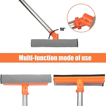 LumiMokki 62 " Car Wash Mop Kit - Car Cleaning Mop with Long Handle Stainless Steel Pole for RVs, SUVs, Trucks and Buses (Orange)