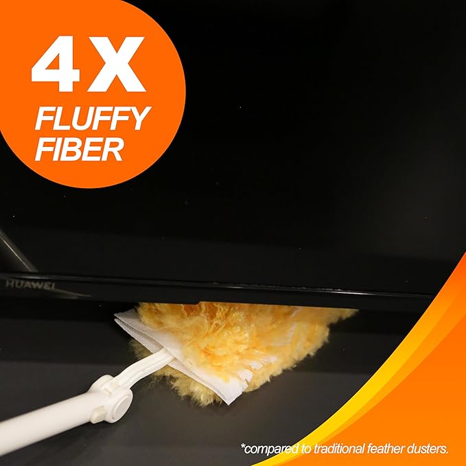 Heavy Duty Multi Surface 360°Heavy Duty 20 Duster Refills & 1 Handle, Compatible with Swiffer Dusters，Disposable Dusters for Cleaning