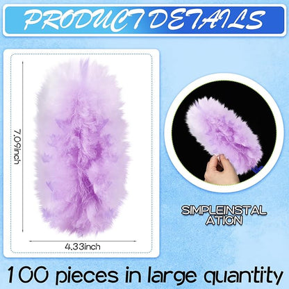 Vesici 100 Pcs Duster Refills Compatible with Swiffer Dusters Bulk Disposable Replacement Thickened with 1 Handle Heavy Duty for Cleaning, Office (Purple and Pink)