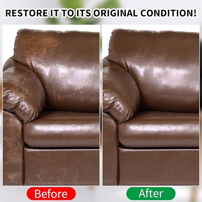 8.5 OZ Leather Recoloring Balm with 100ML Leather Conditioner - Medium Brown Leather Repair Kit for Furniture, Leather Dye, Recolor, Renew, Repair & Restore Aged, Faded, Cracked, Peeling and Scuffed