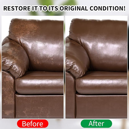 8.5 OZ Leather Recoloring Balm with 100ML Leather Conditioner - Medium Brown Leather Repair Kit for Furniture, Leather Dye, Recolor, Renew, Repair & Restore Aged, Faded, Cracked, Peeling and Scuffed