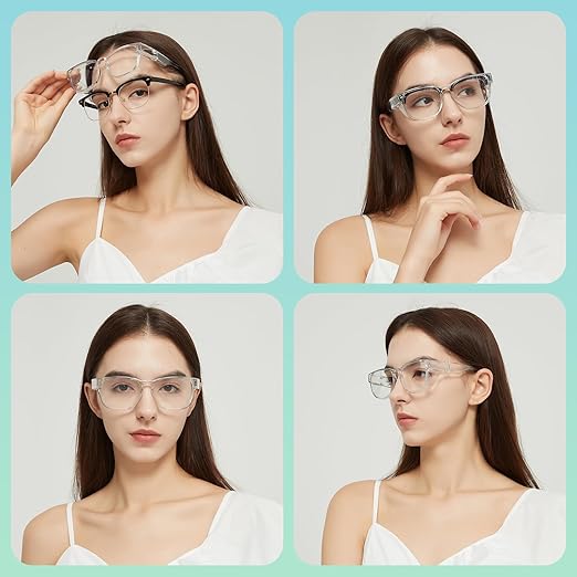 Alsenor Safety Glasses Anti Fog Goggles Fit Over Prescription Eyewear For ANSI Z87.1 Certified Oversized Eyeglasses For Men Women (Oversized-Clear)