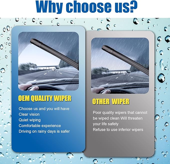 HRSNO® 28"+28" Windshield Wipers With 11" Rear Wiper Blade Sets Automotive Replacement for 2013-2019 Ford Escape Wiper Blades For My Car (Pack of 3)