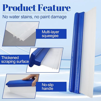 Uenhoy 2 Pack Car Squeegee 12 Inches, Flexible Car Water Scraper Automotive Wiper, Silicone Water Blade for Car Windshield, Window, Home Glass, Blue