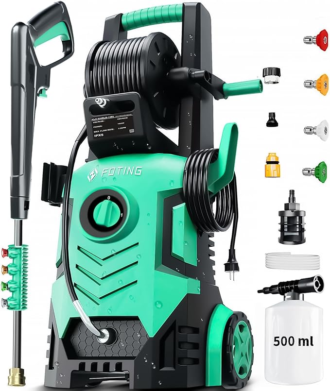 2025New Pressure Washer 4800PSI, 34" Tall, 4 Quick Connect Nozzles,Inlet Hose&Filter&500mlFoam Cannon for Cars/Fences/Driveways/Home Cleaning,Blue