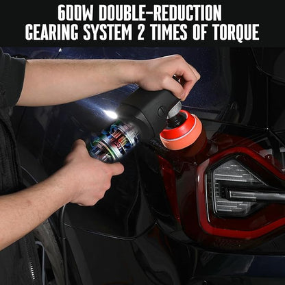 AUTIWOZ Mini Buffer Polisher, Car Polisher Waxer, 600W Rotary Polisher Machine with 33Pcs Polishing Kit, with 1" /2" /3" Base Pads M14 Thread Extension Shaft for Car Boat Sanding Polishing and Waxing