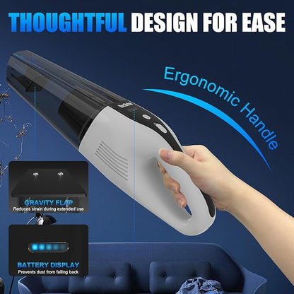 VACDRIVE Car Vacuum Handheld Cordless Car Vacuum Cleaner for Drivers, Office, Home & Pet Hair, with True Brushless Motor, Ultra-Strong Suction, Rechargeable Battery&Big Dust Cup, Type-C Fast Charging