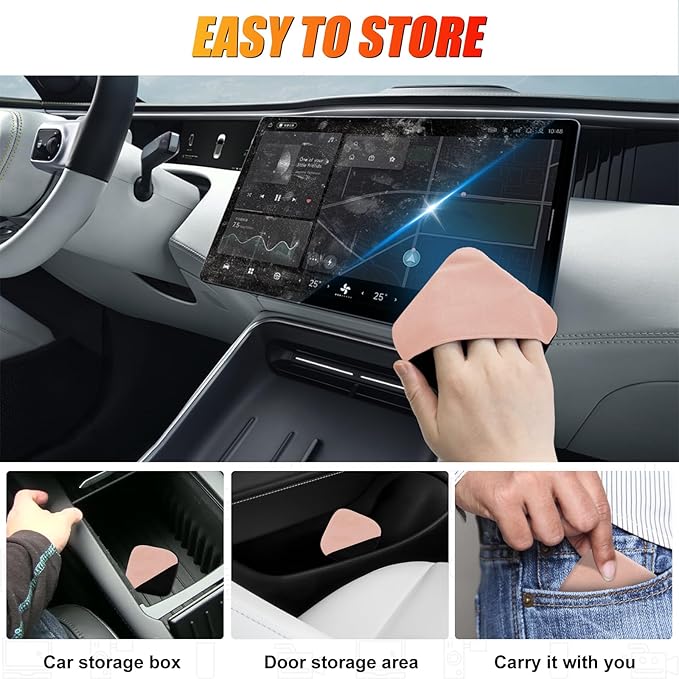 SuperKaKa Pink Car Screen Cleaner- Vehicle Touchscreen Microfiber Cleaning Cloth, Touch Screens Clean Wipes Cars Interior Accessories for Auto Dashboard Display (Pink)