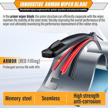 AUTOBOO 24"+18" Windshield Wipers with 14" Rear Wiper Blade Replacement for Hyundai Santa Fe 2012 2011 2010 2009 208 2007 Mazda CX5 CX-5 2013 2014 2015 2016 -Original Factory Quality (Pack of 3)