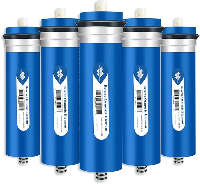 Membrane Solutions 500 GPD RO Membrane 3.0"x12" Reverse Osmosis Membrane Water Filter Replacement for Under Sink Home RO Water Purifier System and Maple Sap Syrup DIY, Aquariums (5 Pack)
