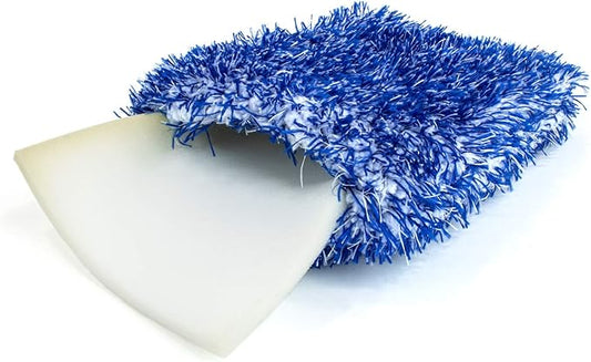 [Wash Monster] Plush Car Wash Pad (9 in. x 7 in.) Blue - 1 Pack | Soft & Plush Absorbent Microfiber Fibers | Large, Fits in Bucket