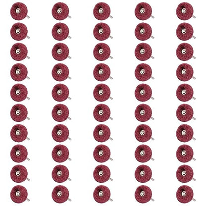 50 PCS Abrasive Buffing Wheels,1 Inch Buffing Polishing Wheel Set for Rotary Tool Accessorie 1/8'' (3mm) Shank, Red 240 Grits for Metal,Wood, Rust Removal
