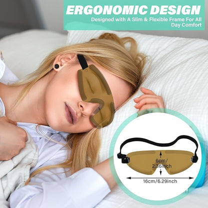 Kingdder Eye Shield Brown Eye Shield for Sleeping Protective Goggles with Adjustable Strap and Soft Padding, Sensitivity of The Eyes to Light, Storage Bag(1pcs)