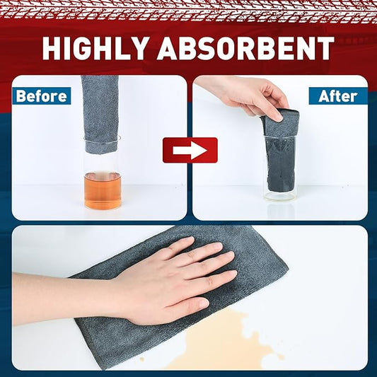 Microfiber Cleaning Cloths Bulk-18 Pack, Gray Microfiber Towels for Cars, Ultra Absorbent Microfiber Towel Weave Grime & Liquid for Streak-Free Mirror Shine - Car Washing Cloth, 12x12 inches