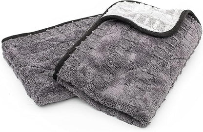 The Rag Company Gauntlet Car Drying Towel - 70/30 Korean Microfiber, Dries Faster Without Scratching, 900gsm, 15x24 inches, Ice Grey/Grey, 2-Pack