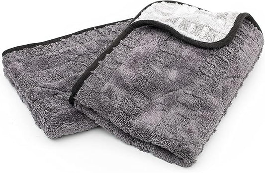 The Rag Company Gauntlet Car Drying Towel - 70/30 Korean Microfiber, Dries Faster Without Scratching, 900gsm, 15x24 inches, Ice Grey/Grey, 2-Pack
