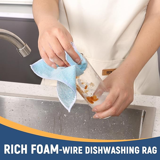 Double Side Non Scratch Wire Dishcloth 75pcs-Multipurpose Wire Dishwashing Rags Wire Mesh Cleaning Cloth,Kitchen Towels and Dishcloths Sets Microfiber Cloth for Cleaning Pans Sinks & Cookware