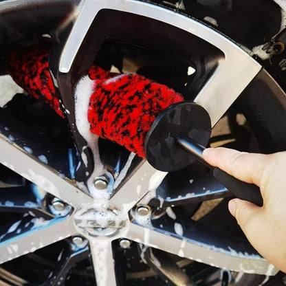 DEKADONS 4PCS Wheel Brush Kit for Cleaning Wheel and Tire, Wheel and Rim Brush, Car Detailing Brushes, 360 Degree Bendable & Durable Car Wheel Rim Cleaner Brush Set (Red)