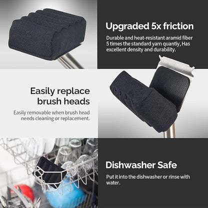 Grill Brush Bristle Free,Unique Wave pad for Cast Iron/Stainless-Steel Grates, (Only Replaceable Cleaning Head No Grill Brush)