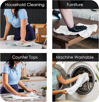 Avalon Towels Microfiber Cleaning Cloths (Value Pack of 36) Size 16" x 16", Highly Absorbent Cleaning Rags, Lint Free Cleaning Towels, Reusable and Washable, Microfiber Towels for Cars (White)